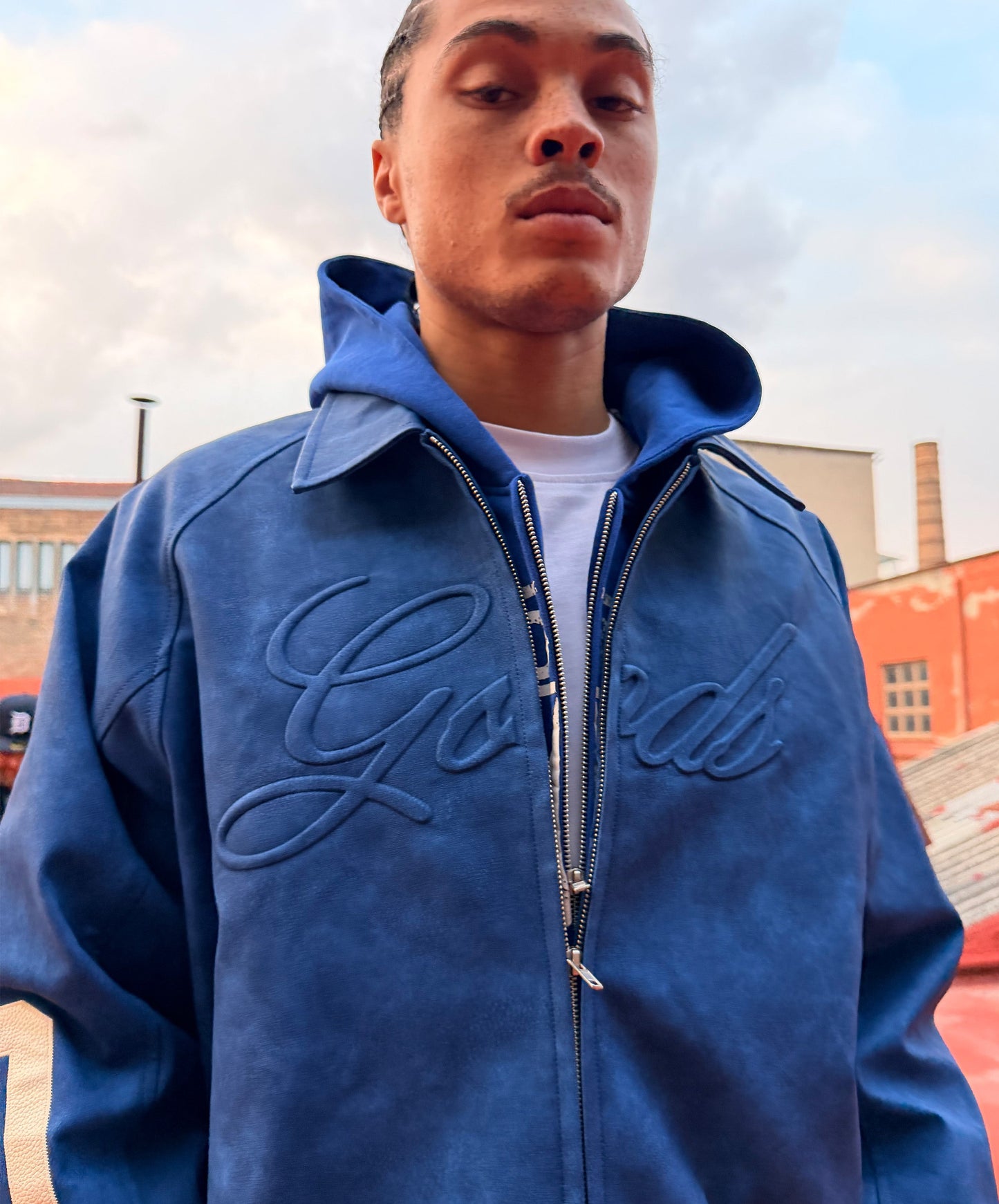 Vegan Leather Jacket Blue