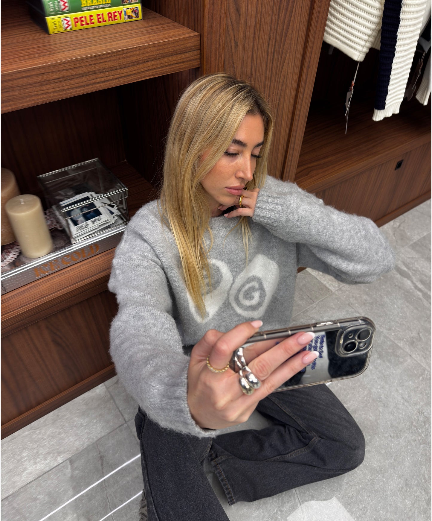 Billiard Knitted Sweater Light Grey