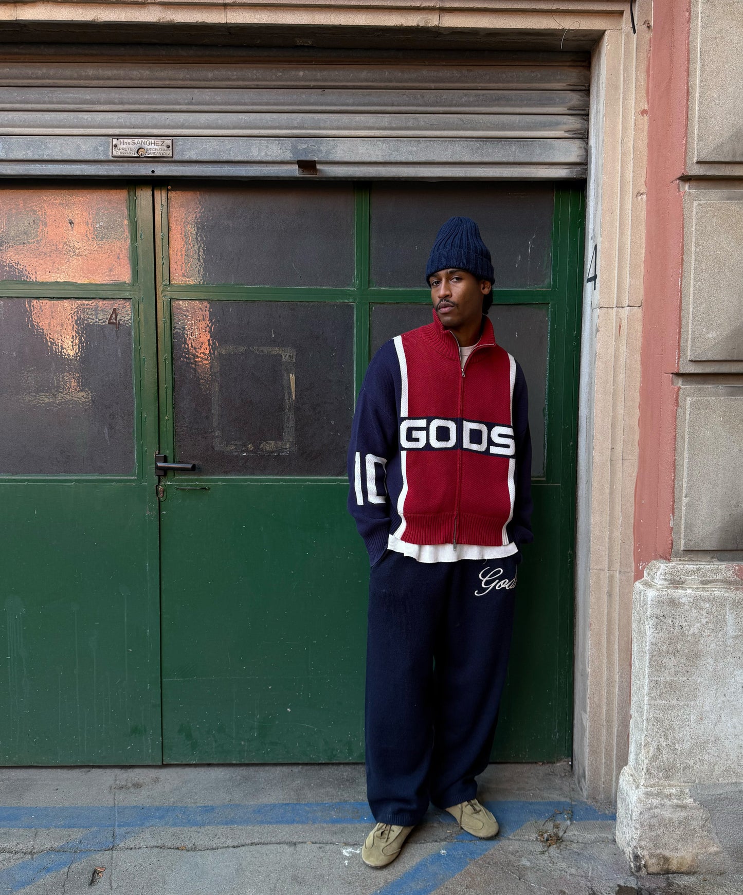 Alpine Rally Knitted Zipper Red-Navy