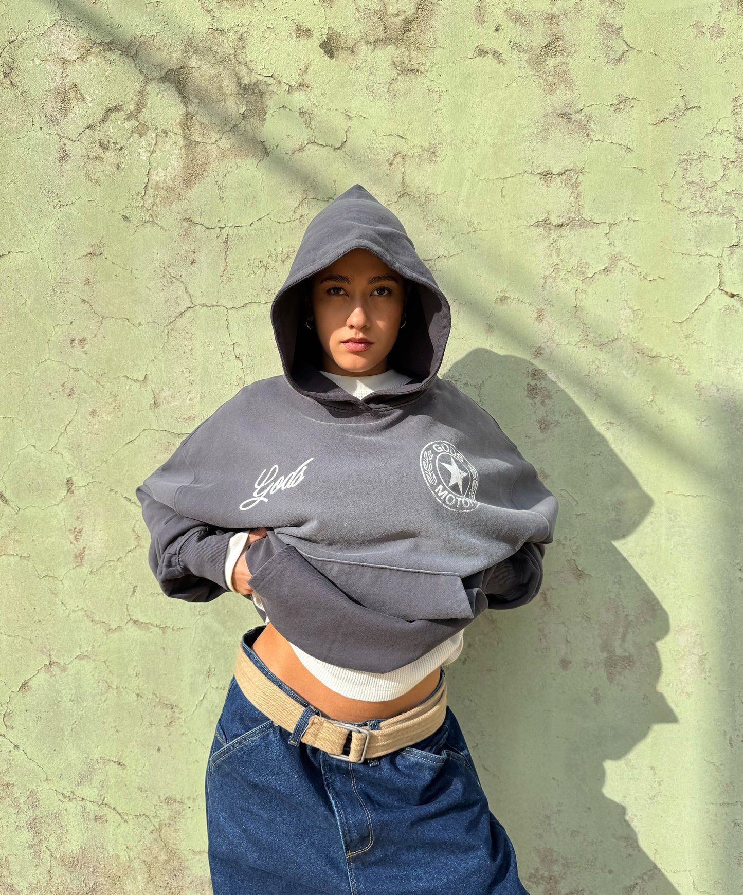 Motor Cropped Hoodie Black