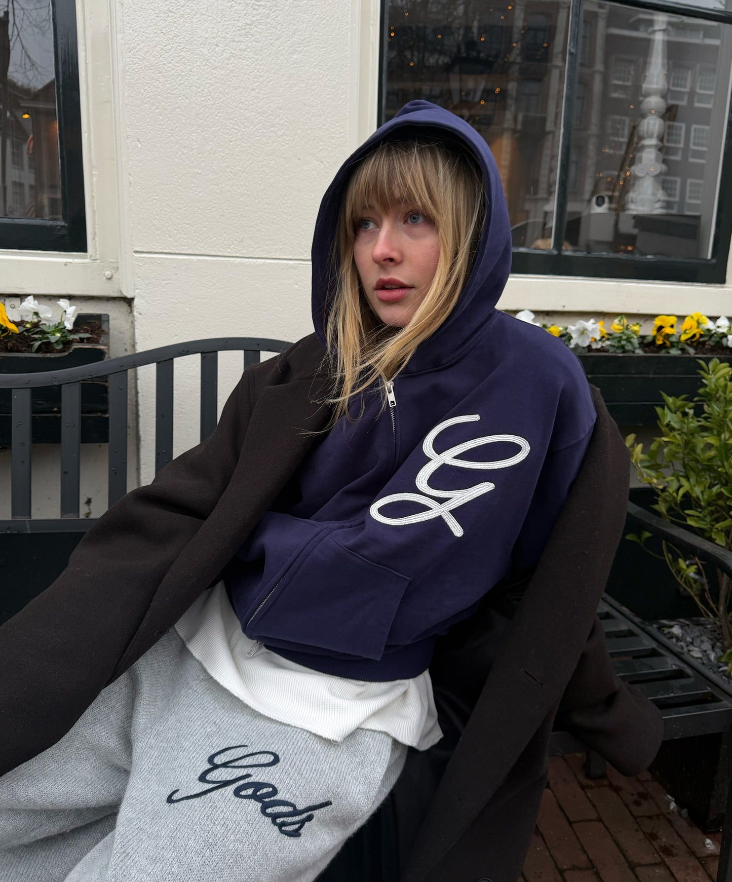 Love Script Zipper Navy