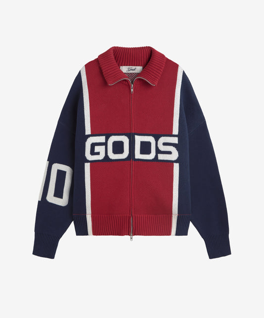 Alpine Rally Knitted Zipper Red-Navy
