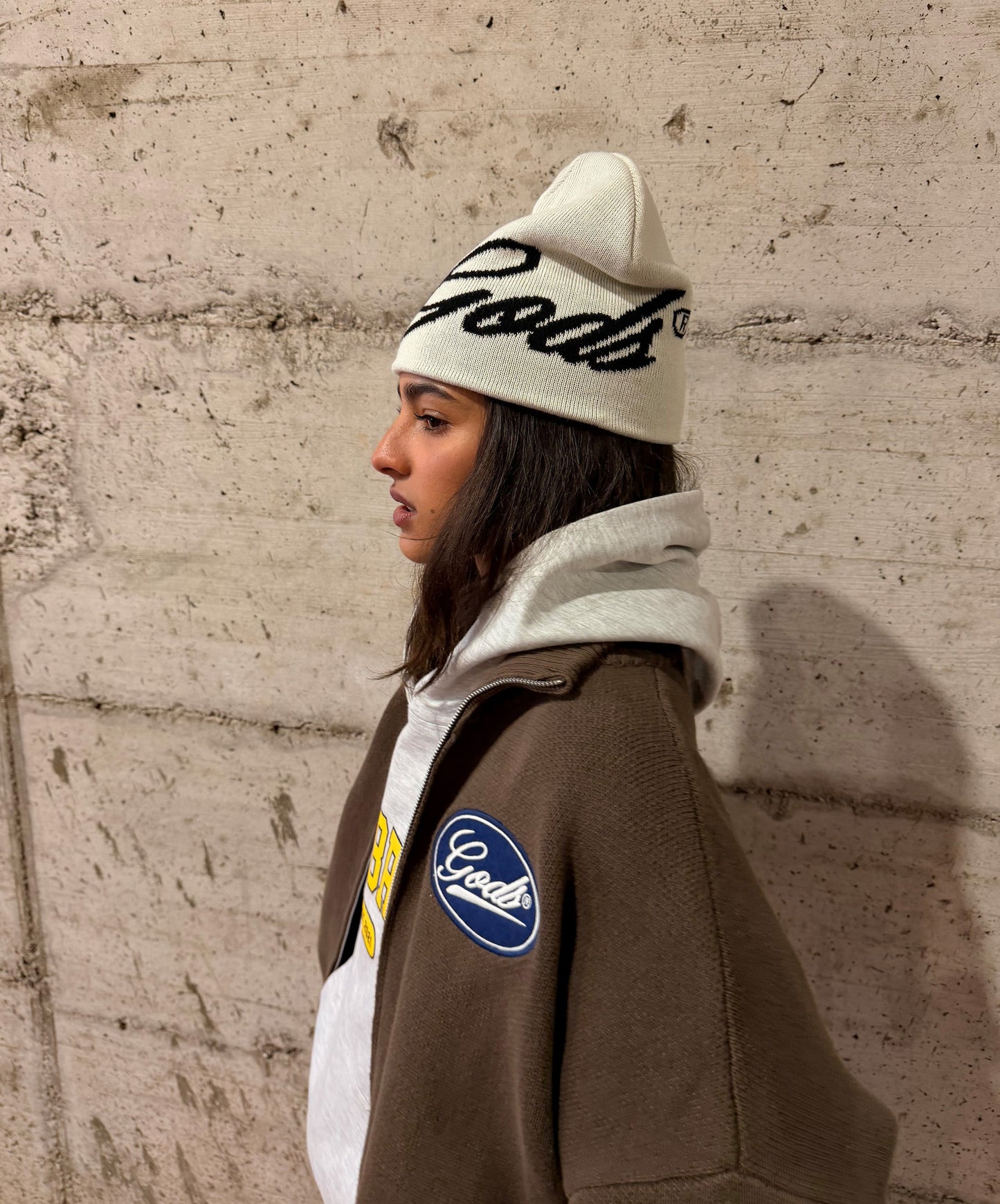 Racing Knitted Zipper Brown