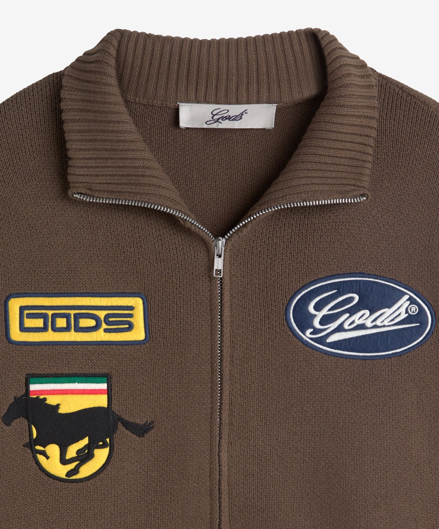 Racing Knitted Zipper Brown