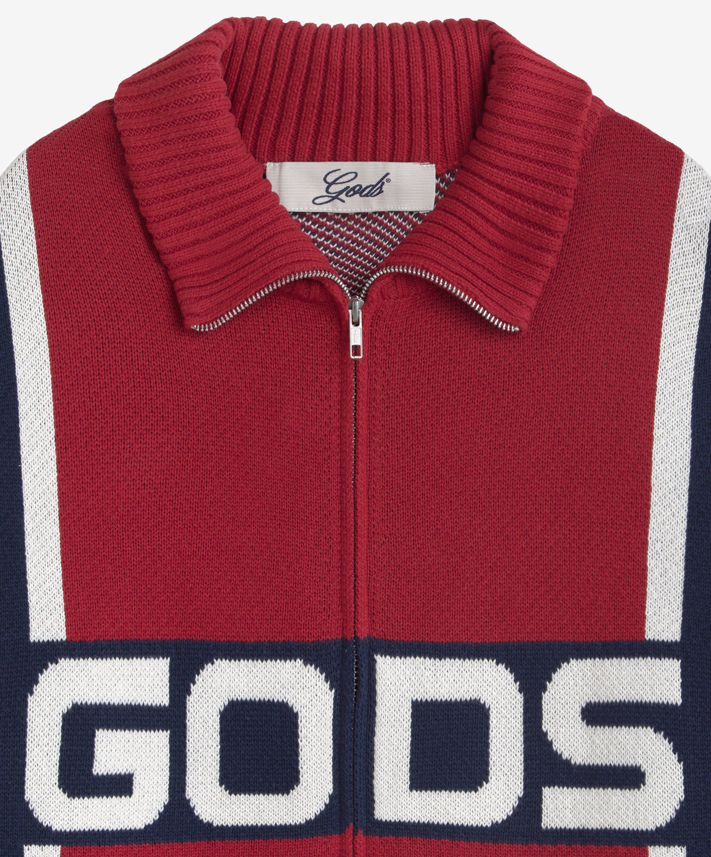 Alpine Rally Knitted Zipper Red-Navy