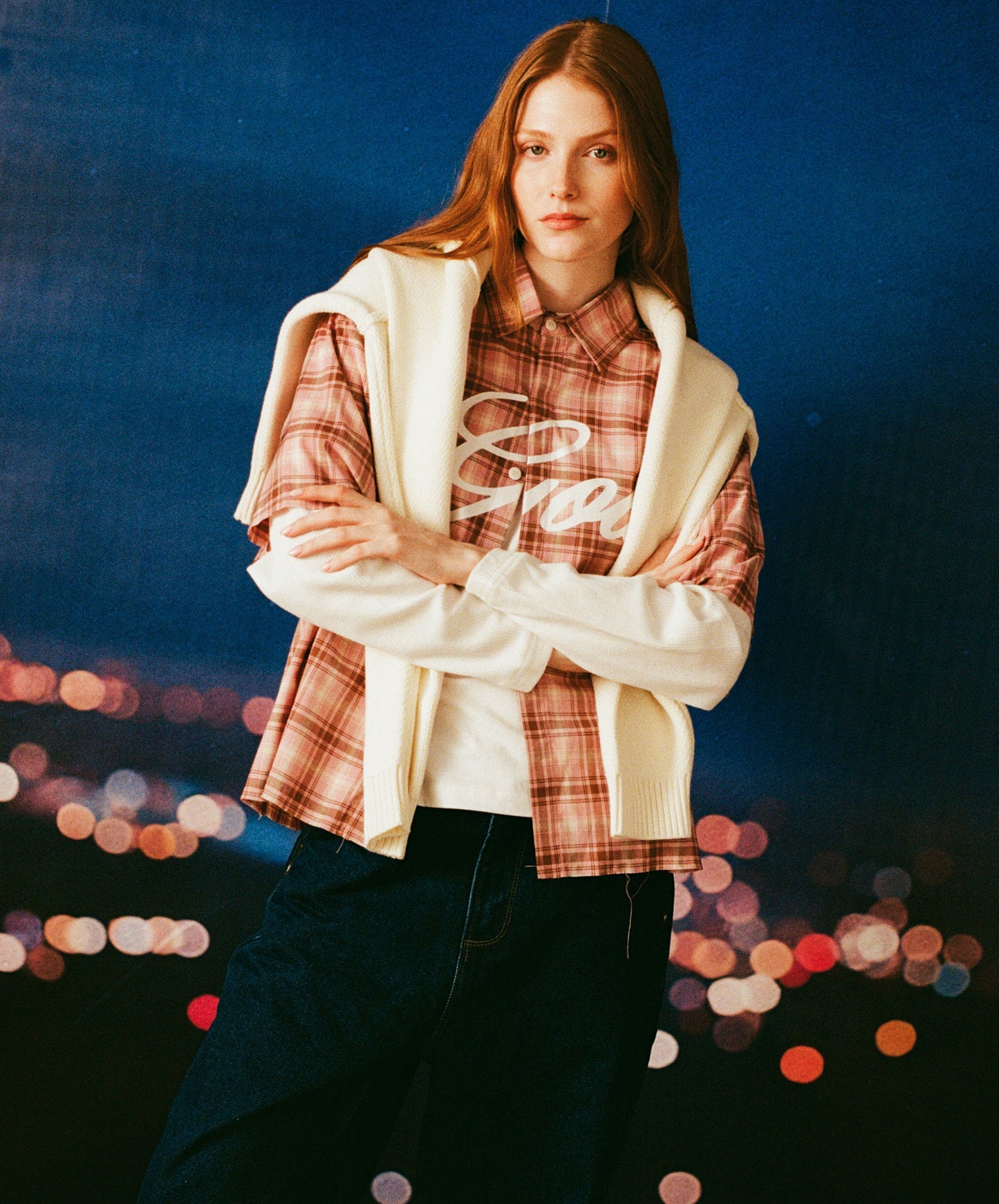 Plaid Layered Shirt Rose