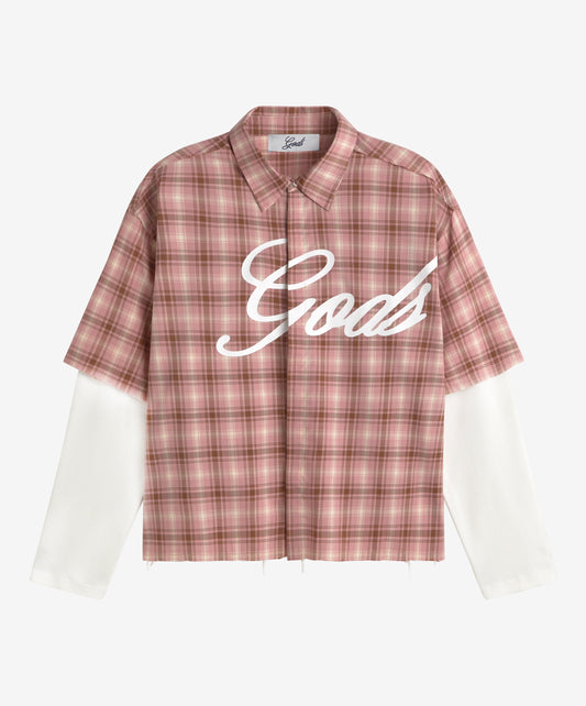 Plaid Layered Shirt Rose