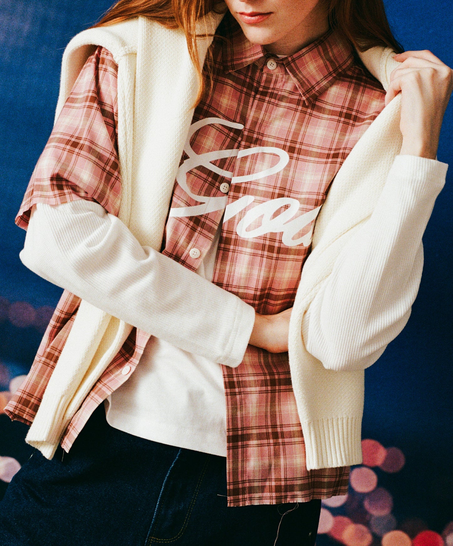 Plaid Layered Shirt Rose