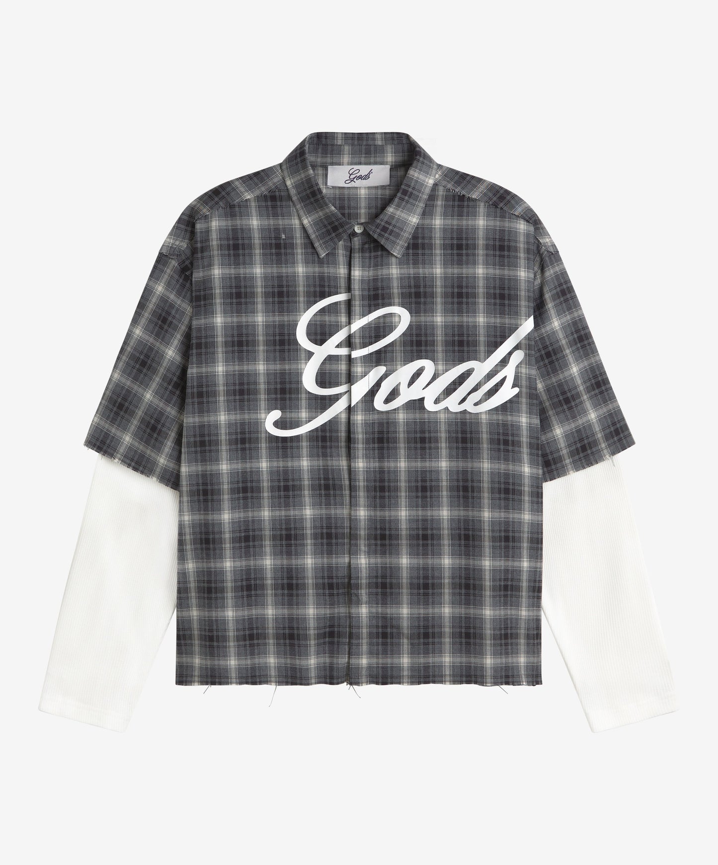 Plaid Layered Shirt Dark Grey