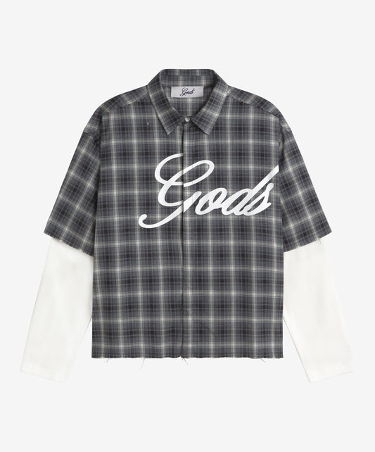 Plaid Layered Shirt Dark Grey