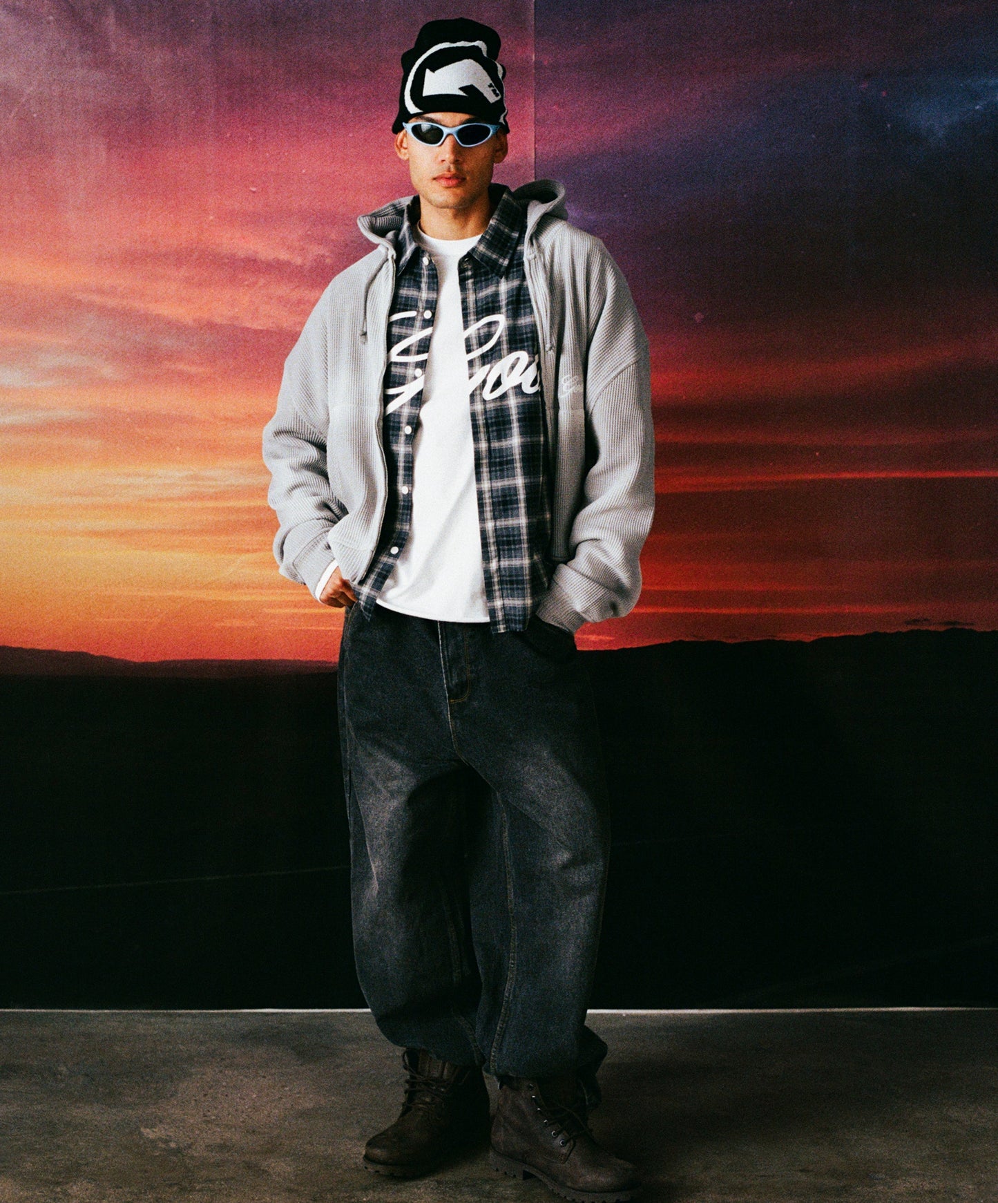 Plaid Layered Shirt Dark Grey