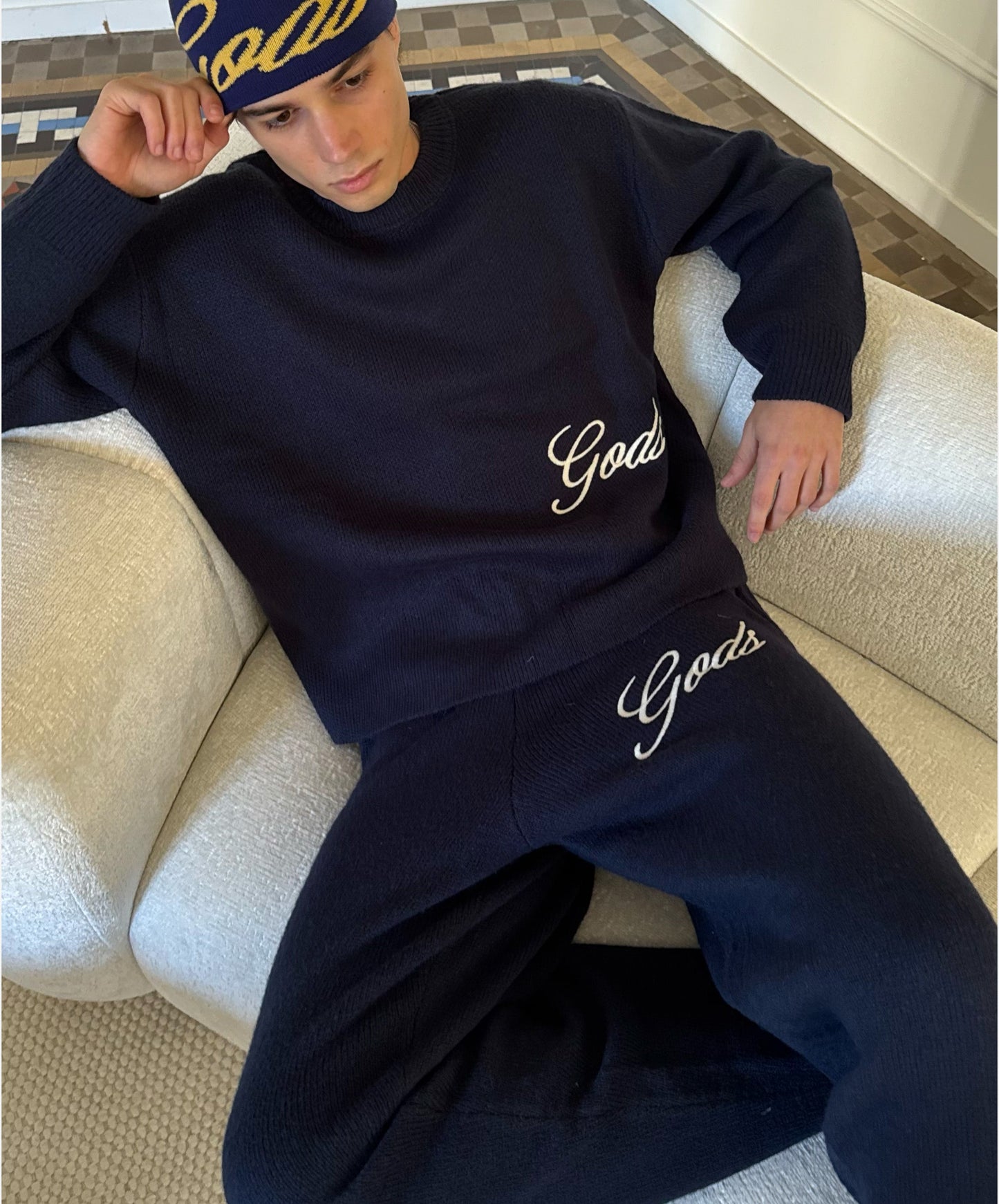 Handwritten Knitted Joggers Navy