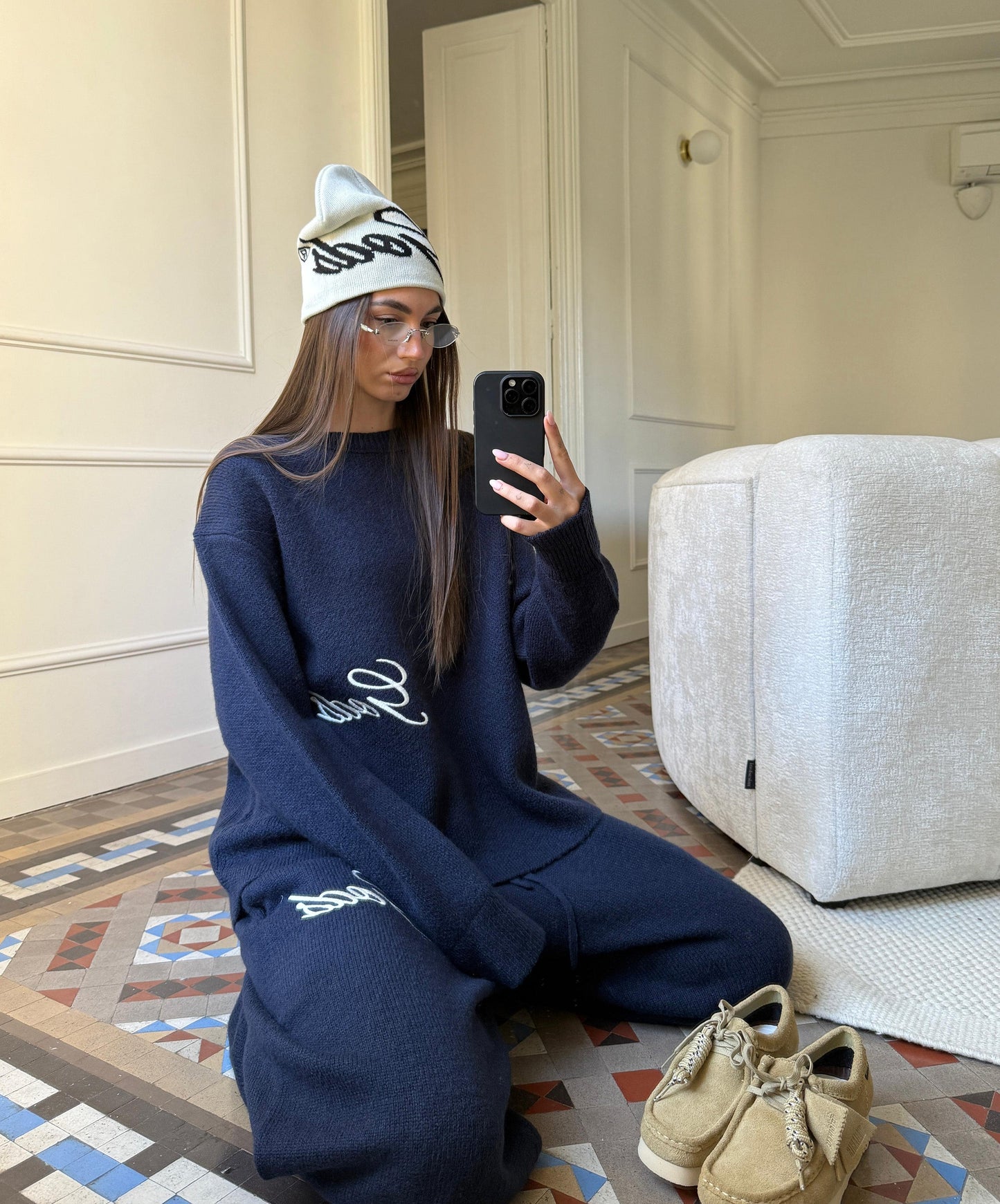 Handwritten Knitted Joggers Navy