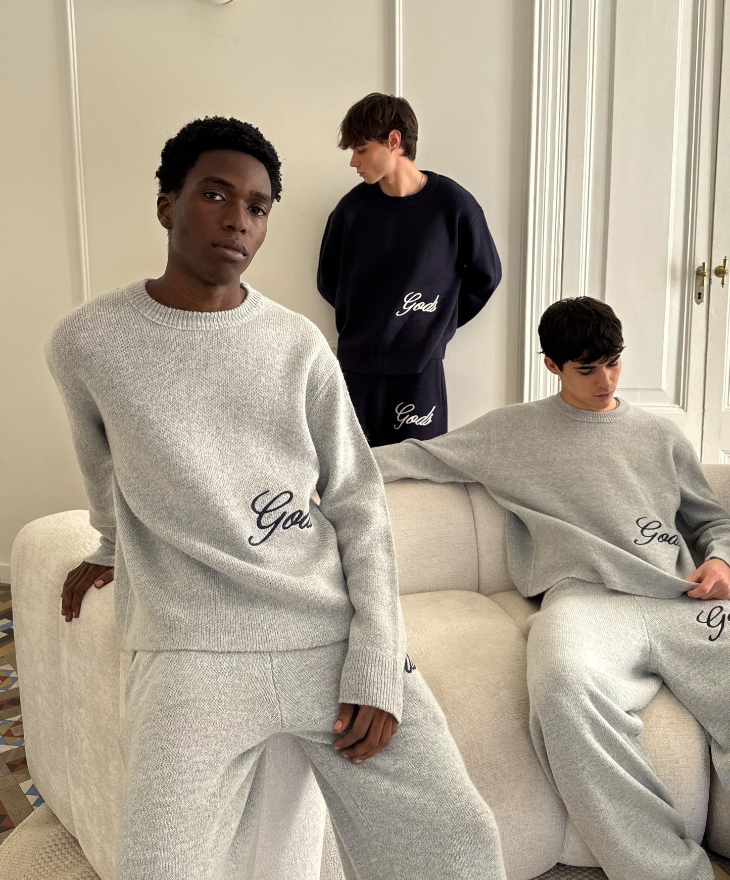 Handwritten Knitted Joggers Light Grey