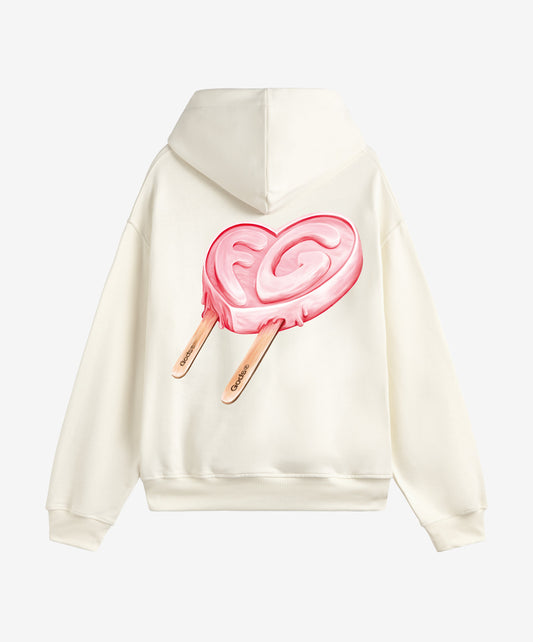 Iced Heart Hoodie Cream