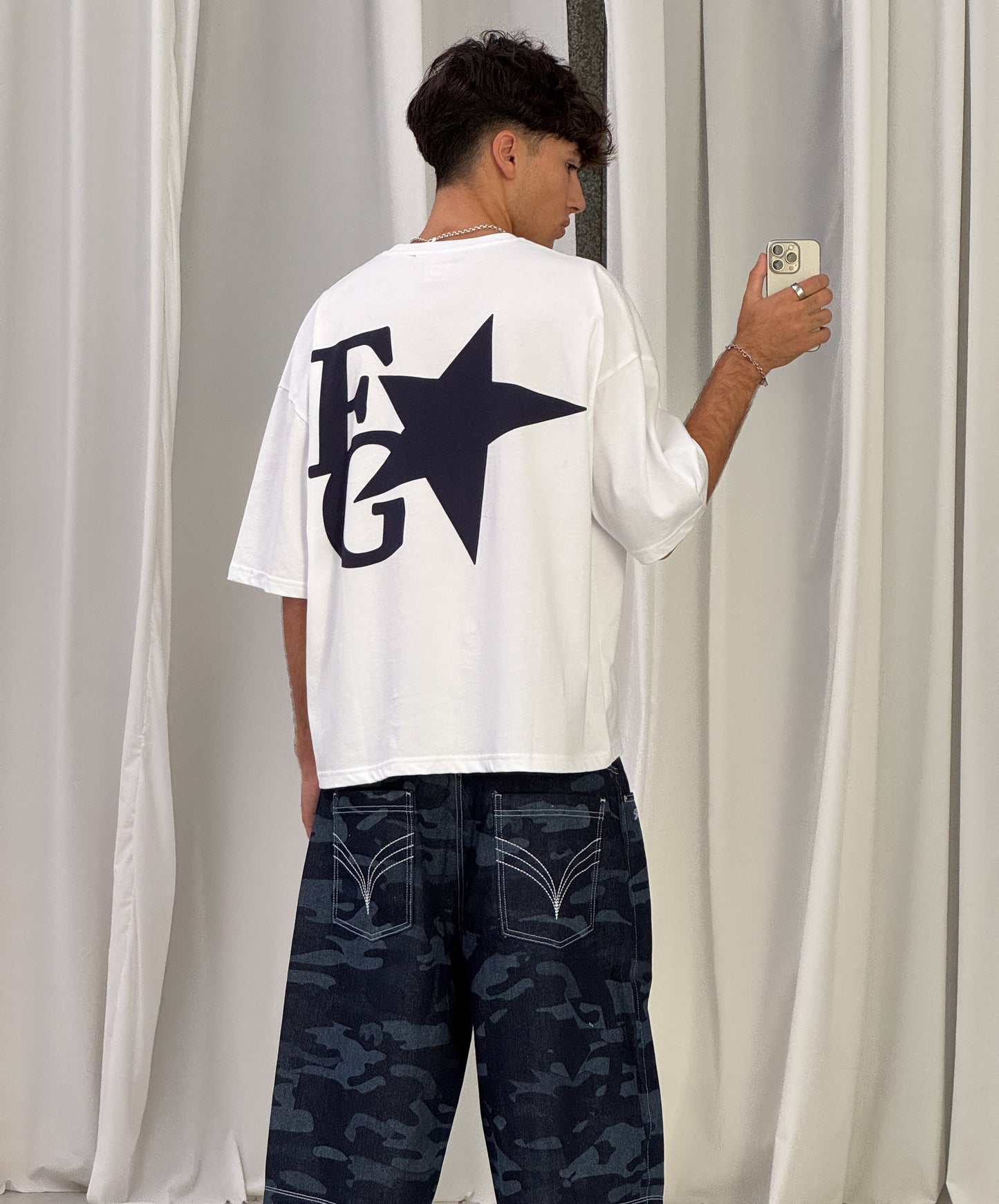 Star Boxy Tee White