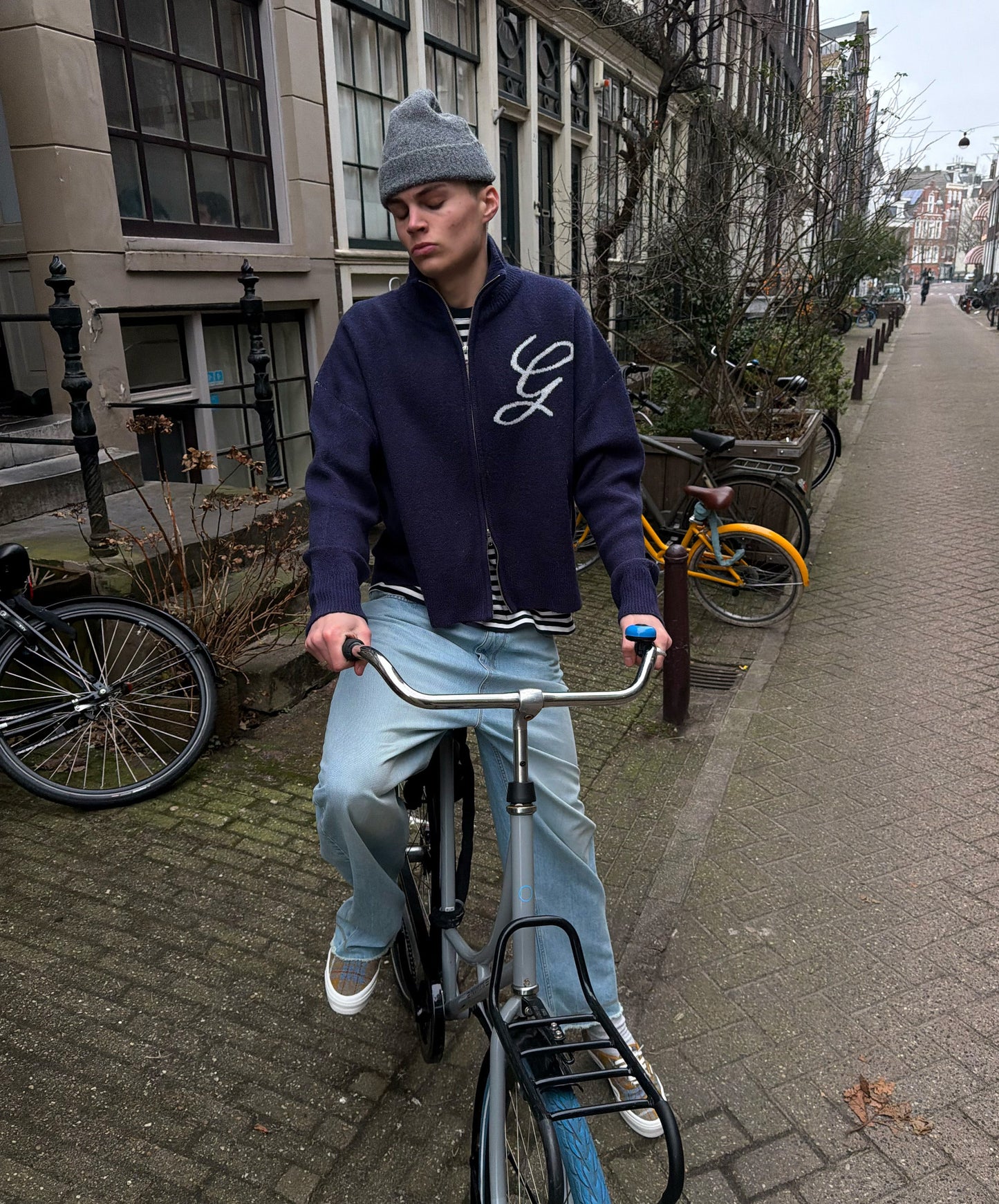 G'S Knitted Zipper Navy